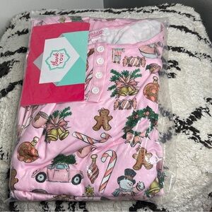 Jordann Jammie’s Pink Christmas Holiday Pajama Set Nutcracker Snowman Size M NWT